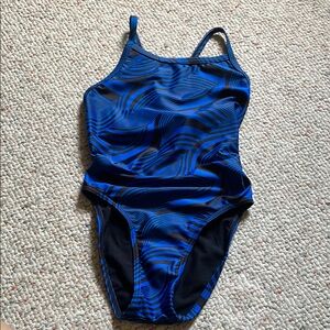 Source Unknown Blue and Black Women's One Piece Swimsuit